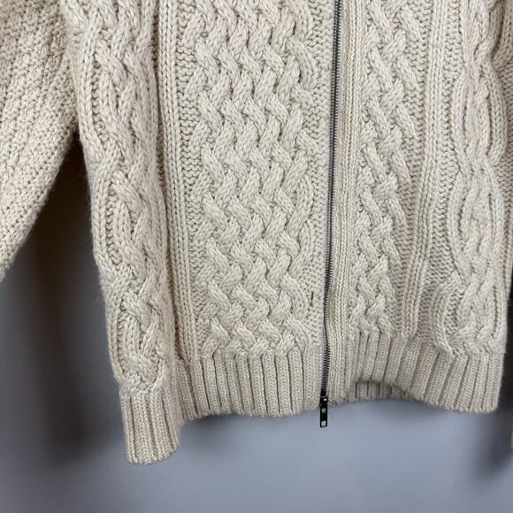 Anthropologie Moto Fringe Cream Cable Knit Cardigan size M - Picture 5 of 11